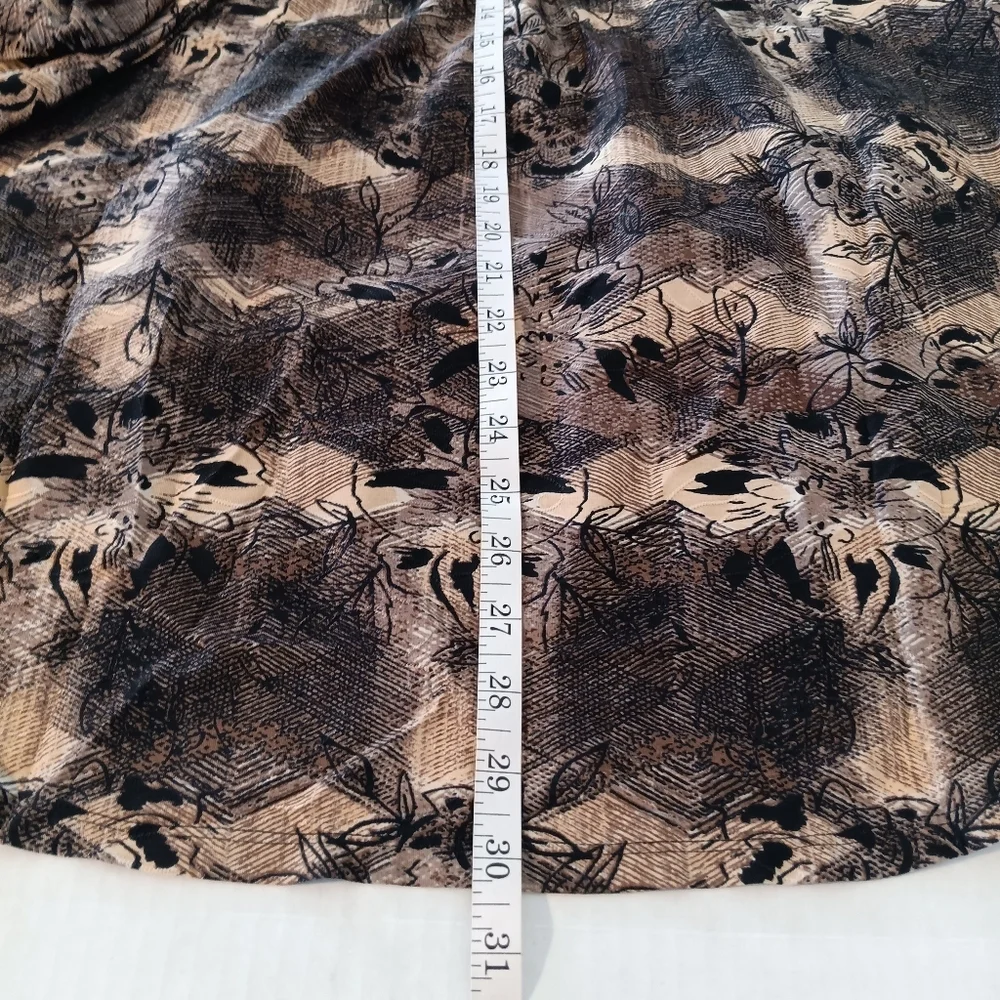 NY Collection Blouse Size‎ 3X V-Neck 3/4 Roll Tab Sleeve Mandarin Collar Browns - Picture 11 of 12